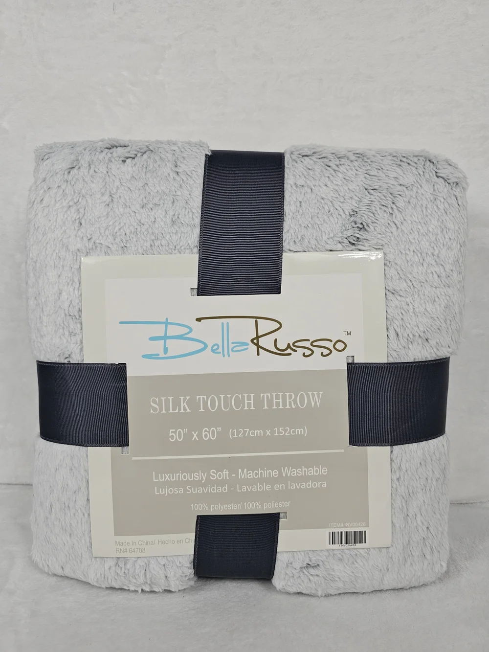 Bella Russo Silk Touch Throw Blanket Gray 50x60 Plush Fleece Soft Luxury NEW